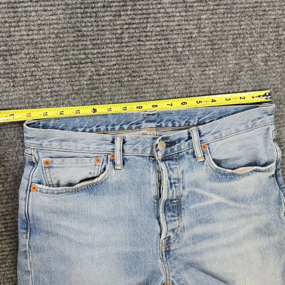 Levi's 501 Shorts Womens 32 Blue Button Fly Raw Hem Denim - Picture 7 of 7